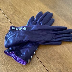Coach leather & cashmere gloves